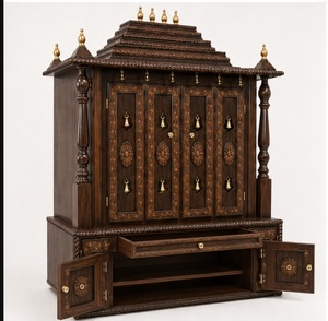 Templo de madera de teca premium con campanas, estilo Gopuram, tradicional, tallado a mano, de madera maciza, Pooja Mandir, Hindu Puja Ghar, Australia - Product Image 6