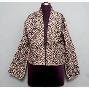 Chaqueta de Algodón 100% Hecha a Mano, Estilo Vintage, con Estampado Floral Otoñal, Ecológica, Transpirable, con Cuello en V, Mangas Largas, Estilo Bohemio para Chicas - Product Image 1