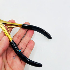 Custom Brand Name Gold Plasma Curved Surgical Grade Stainless Steel Professional Hair <b>Extension</b> Styling Pliers for <b>Micro</b> Nano - Product Image 5