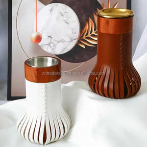 Artisan Collection New Design <b>Wood</b> & PU Leather Bakhoor <b>Burner</b> Handmade Mubkhar <b>for</b> Islamic Home Fragrance and Ramadan Gift - Product Image 1