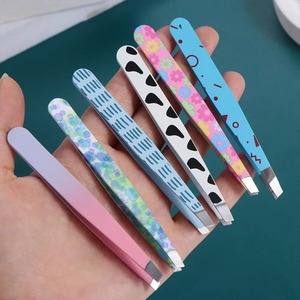 Pinzas para Cejas de Acero Inoxidable, Hechas a Mano, Ligeras, con Punta Inclinada, Diseño Duradero, con Puntos Azules, Profesionales - Product Image 4