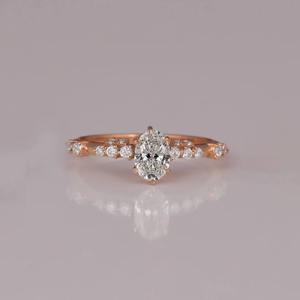 แหวนหมั้นเพชรสำหรับผู้หญิงแหวนเพชรสำหรับปลูกในห้องปฏิบัติการทรงกลมดีไซน์ที่ดีที่สุดของขวัญเครื่องประดับอย่างดีสำหรับผู้หญิงขนาด10/14/18K สีเหลือง/สีขาวทอง - Product Image 1