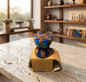 Handmade Wood Resin Casting <b>Statue</b> Blue Floral Bakhoor Holder Aromatic <b>Religious</b> Home Decor - Product Image 3