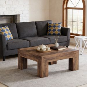Tavolino da Caffè Rustico Quadrato in MDF Massiccio con Finitura Vintage per Soggiorno - Product Image 6