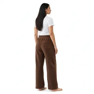 Pantalones Jogger Anchos Marrones para Mujer, Cintura Alta Elástica, Ajuste Holgado, Suaves, Casuales, para Descansar, Fabricante OEM Personalizado - Product Image 4