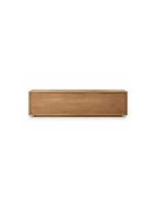 Meuble de salon moderne rustique en bois massif avec 3 tiroirs, 1 étagère, design à panneaux plats, meuble de rangement gain de place pour hôtel - Product Image 6