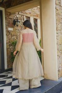Ensemble ethnique pour femme Kurti et Palazzo avec dupatta brodée miroir, chemisier en mousseline, tenue décontractée pour mariage et soirée - Product Image 4