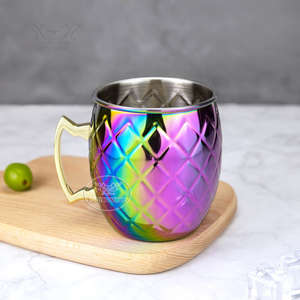 Taza de Acero Inoxidable Arcoíris, Taza de Café de Metal Martillado con Asa, Vajilla Colorida, Taza para Cócteles, Accesorios de Cocina y Bar - Product Image 3