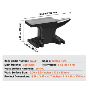 Incudine a corno singolo in acciaio fuso ad alta durezza 8.8 libbre, strumento robusto da fabbro con base compatta e stabile, nuovo design - Product Image 2