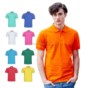 Polo de manga corta para hombre, color sólido, 195gsm, alta calidad, 65% algodón, logotipo OEM, personalizado, liso, talla grande, unisex - Product Image 1