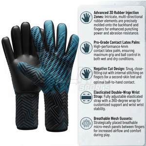 Gants d'entraînement de football avec grip en caoutchouc, respirants, à doigts complets, antidérapants, gants de gardien de but professionnels pour les matchs de football - Product Image 2