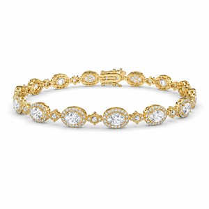 Pulsera de tenis ovalada con diamantes, oro amarillo de 18K, cadena de eslabones pavé, diamantes cultivados en laboratorio, pulsera de lujo a la moda, personalizada - Product Image 3