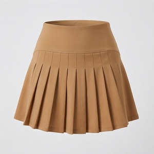 Minifalda Plisada de Cintura Alta para Mujer, Color Sólido, Cómoda, para Todas las Temporadas, Tejido de Tela - Product Image 1
