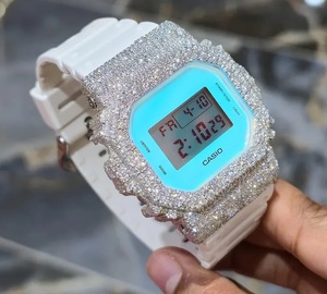 Reloj de Lujo Digital con Moissanita Blanca Iced Out, Joyería Hip Hop, Reloj de Pulsera con Diamantes - Product Image 1