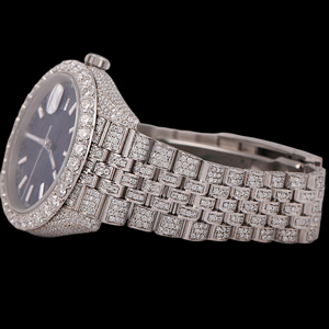 Reloj de Moda con Caja Redonda, Cierre Oculto, Movimiento de Cuarzo, Esfera de Cristal, Diamante Moissanite de Corte Brillante, Estilo Hip Hop Clásico - Product Image 3