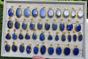 Más vendidos, lo último, lapislázuli Natural, piedra preciosa Vintage, joyería chapada en oro, colgante, joyería de moda, cristales azules, venta al por mayor - Product Image 4