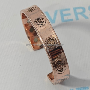 Modern Pure Copper Seven <b>Chakra</b> Engraved Therapy <b>Bracelet</b> with Triple Magnet Energy Healing for Meditation Peace Baptism - Product Image 6