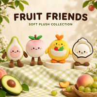 Vente en gros OEM/ODM : Porte-clés en peluche de fruits de 10 cm, mignonnes poupées alimentaires (avocat, pêche), breloques de sac personnalisées