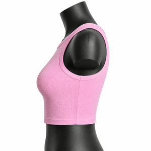 Débardeur Slim Respirant pour Femme, Couleur Unie, Sans Manches, Col Rond, Vêtement de Sport, Crop Top Tricoté pour Femme - Product Image 5