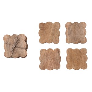 Juego de 6 Posavasos de Madera de Mango - Madera Natural Hecha a Mano al por Mayor - Product Image 1