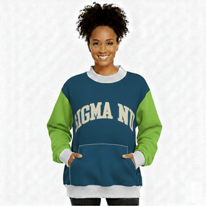 Nouvelle Arrivée Pull Col Montant Imprimé Personnalisé pour Femme, 100% Coton Lourd Écologique, Style Urbain Hiver - Product Image 1