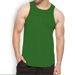 Débardeur en tricot respirant à col rond de couleur unie verte pour homme, débardeur décontracté pour la remise en forme et l'entraînement - Product Image 1