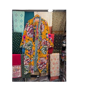 Vintage Kantha Suzani Kimono <b>Robe</b>: Handmade Cotton Patchwork - Product Image 5