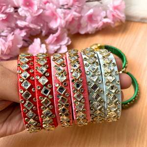 Novedad 2025, Brazaletes Kundan de Seda India Hechos a Mano, con Hilos Kundan y Patrón Floral, Brazaletes de Hilo de Seda Kundan para Mujer - Product Image 2