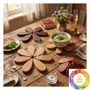Support pliant en bois en forme d'arbre résistant à la chaleur pour ustensiles de cuisine, bols de service et tables à manger pour usage domestique - Product Image 4