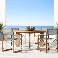 Table de salle à manger ronde la plus vendue en teck, design moderne et simple, mobilier d'extérieur durable pour hôtel, parc, villa