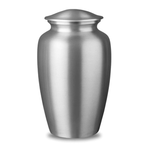 Classic Brushed Silver Metal Cremation <b>Casket</b> Solid Brass Plain Remembrance <b>Ash</b> Storage Urn Factory Direct - Product Image 1