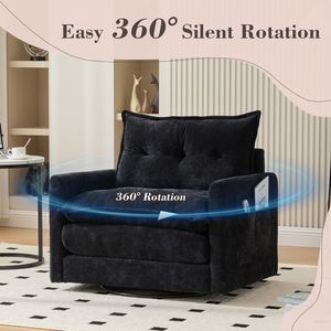 Poltrona Girevole Stile Mid-Century Modern United We Win, Imbottita con Base in Metallo Solido, Comoda Poltrona per Soggiorno - Product Image 2