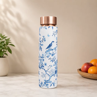 Bouteille d'eau en cuivre personnalisée imprimée, gourde en cuivre pur anti-fuite, cadeaux d'entreprise, logo personnalisé, cadeaux promotionnels, 1 litre