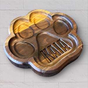 Wooden Paw Shape Serving <b>Plate</b> Custom Engraved With <b>Name</b> and Logo Handmade Novelty Dish For Table Or Home Decor - Product Image 2
