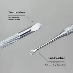 Pousse-cuticules double embout en acier inoxydable réutilisable pour manucure, soin de précision à double tête - Product Image 2