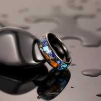 Bague en tungstène incrustée de pierres naturelles de 8 mm pour homme, lapis-lazuli, œil de tigre, turquoise, alliance en or, bijoux de mode