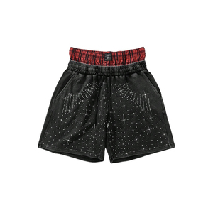 Shorts Bermuda Taille Mi-Haute Double en Coton 100% French Terry Brodé Effet Vieilli de Haute Qualité, Respirant et Écologique - Product Image 1