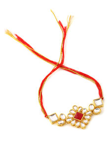 Rakhi de Diseño Royal Kundan, Joyería Hecha a Mano con Hilo Ajustable para Hermanos, Regalo Perfecto para el Festival Raksha Bandhan - Product Image 2