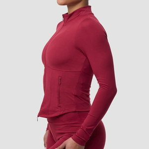 Veste de sport à manches longues pour femme, hiver, chaude, extensible dans quatre directions, respirante, haut de sport zippé, vêtements de fitness, vêtements de sport, yoga - Product Image 2