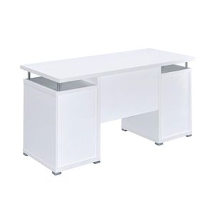 Scrivania Computer da ufficio da 55 pollici bianca con 2 cassetti - Product Image 5