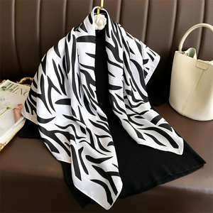 90*90cm Zebra Stripes Print Head <b>Scarf</b> for Women Silk <b>Square</b> <b>Scarves</b> Foulard Bandana Fashion Decorate Hijab Female Neckerchief - Product Image 2