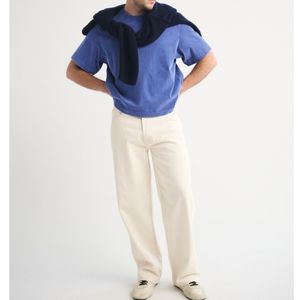 Camiseta Azul Oversize para Hombre, de Algodón, Corte Holgado, Lisa, Manga Corta, Casual, Básica, con Logotipo Personalizado, Venta al Por Mayor, OEM, ODM - Product Image 4