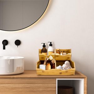 High Quality Elegant Set of 3 Pieces Bamboo Pantry Storage <b>Bins</b> Organizer Rack for Multipurpose Kitchen Counter Organizer - Product Image 3