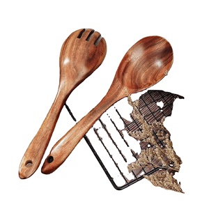 Pinzas para ensalada de madera, juego de servidores de ensalada de resina, naranja, juego de servidor de ensalada de madera y resina más vendido y utensilios, artículos hechos a mano - Product Image 1