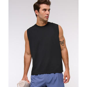 Camiseta sin mangas para hombre con logo personalizado, chaleco deportivo acanalado, top de fitness, chaleco sólido para gimnasio, ropa deportiva para correr - Product Image 3