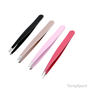 Ensemble de pinces à épiler pour sourcils en acier inoxydable 3-en-1 à pointe incurvée et pointue, design luxueux et écologique avec sac en PU - Léger - Product Image 2