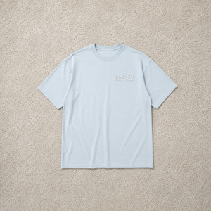 Camiseta de Cuello Redondo Azul Claro con Bordado Puff 2026, Logotipo Personalizado, Camiseta para Mujer, Corte Holgado, Informal, Manga Corta, Color Sólido - Product Image 3