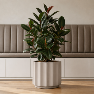 Weatherproof Outdoor Terrace Planter Warm Grey Fluted Round Tub <b>UV</b> Stable Frost Resistant Set of Four Sizes - Product Image 2