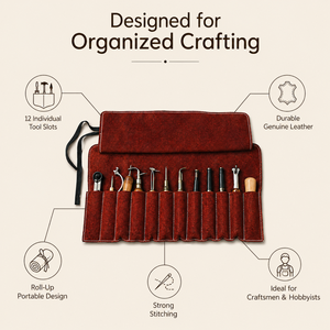 Excellent Leather Craft <b>Tool</b> <b>Roll</b> 12 Pocket Storage Organizer Durable <b>Tool</b> Holder, Portable Kit | India 2026 Premium Export Set - Product Image 4
