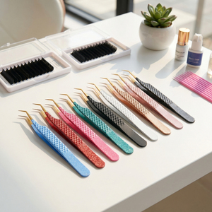 Salon Quality Non-Slip <b>Lash</b> Tweezers Fiber Tip <b>Lash</b> Extension Tweezers <b>Kit</b> Professional Beauty eyeLash Extension Tweezer - Product Image 1
